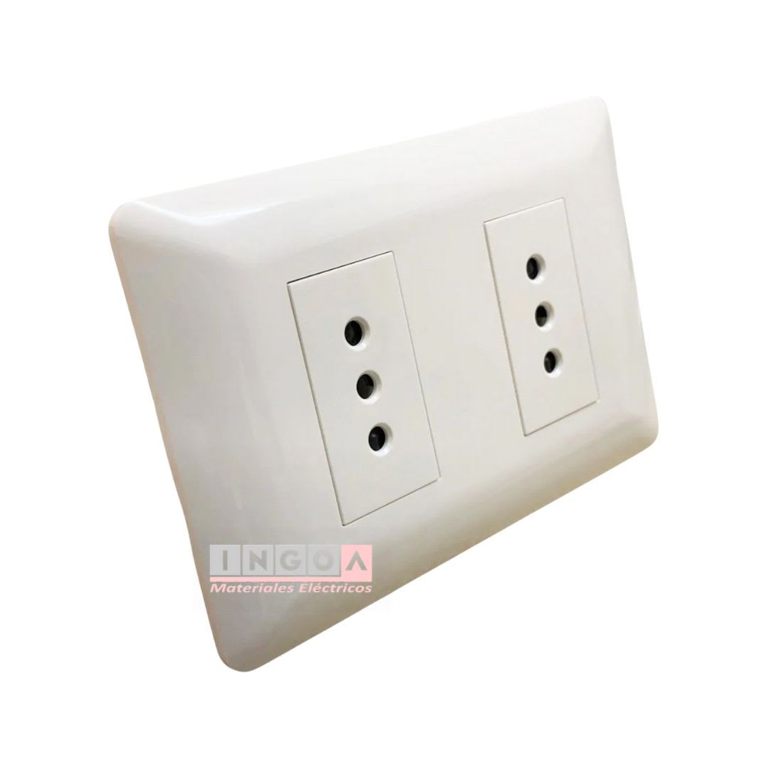 Enchufe Doble Emb. 10A 250V Blanco - Want - Vista 2