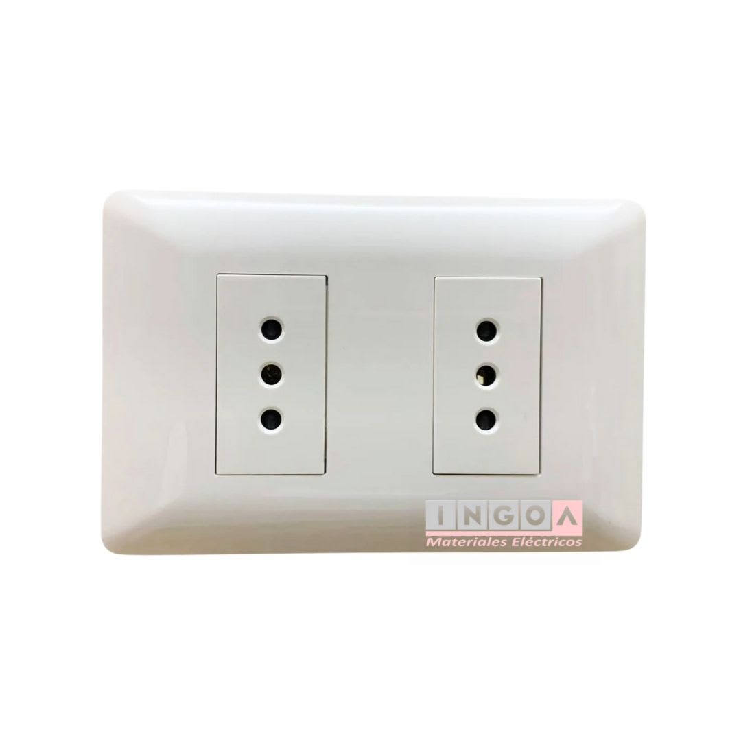 Enchufe Doble Emb. 10A 250V Blanco - Want - Vista 3