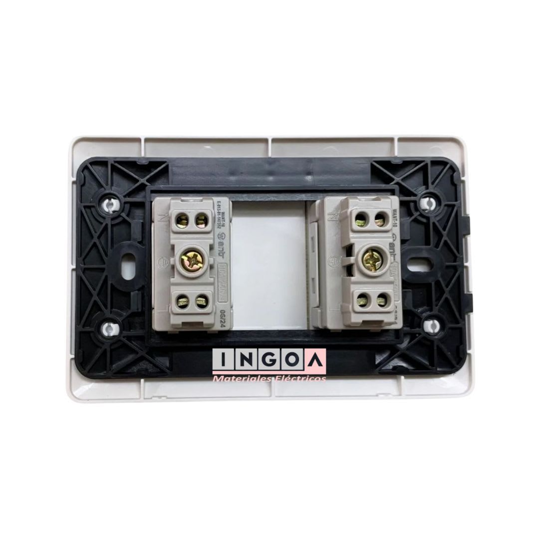Enchufe Doble Emb. 10A 250V Blanco - Want - Vista 4