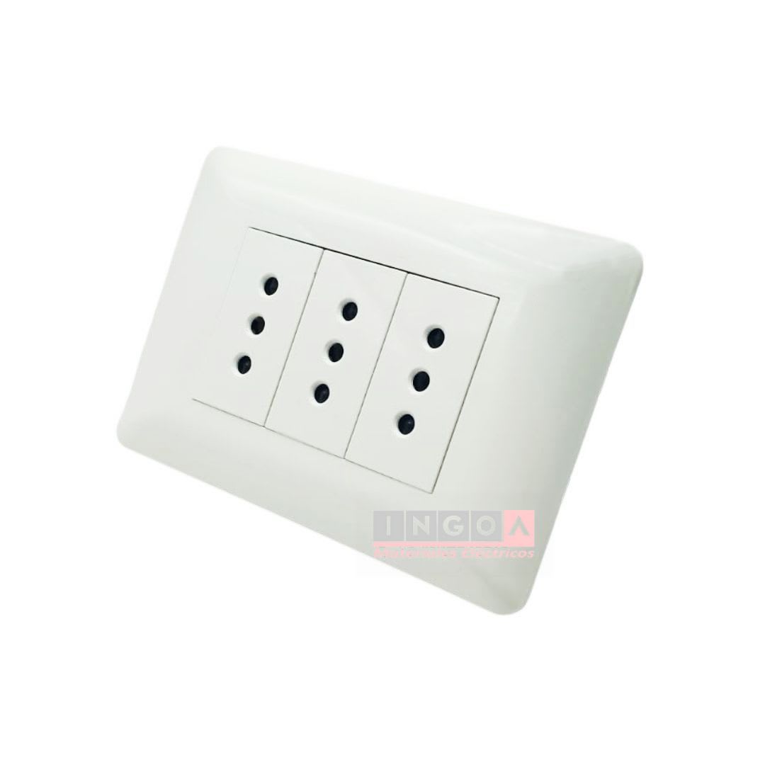 Enchufe Triple Emb. 10A 250V Blanco - Want - Vista 4