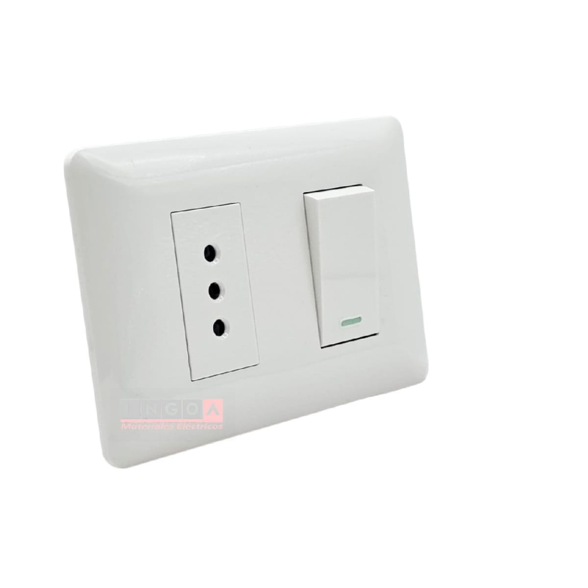 Interruptor Simple Emb. 9/12 + Enchufe Simple 10A 250V Blanco - Want - Vista 5