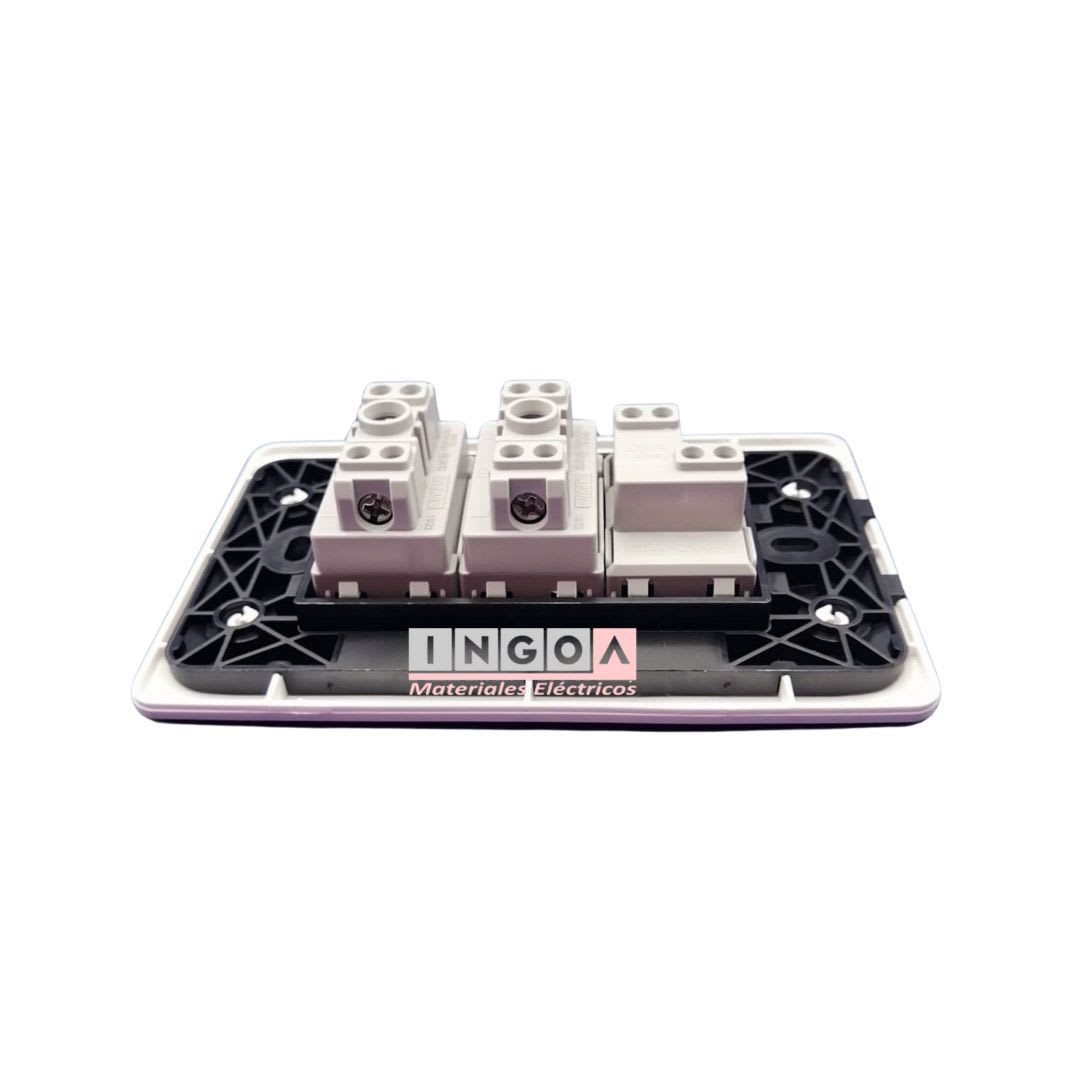Interruptor Simple Emb. 9/12 + Enchufe Doble 10A 250V Blanco - Want - Vista 2