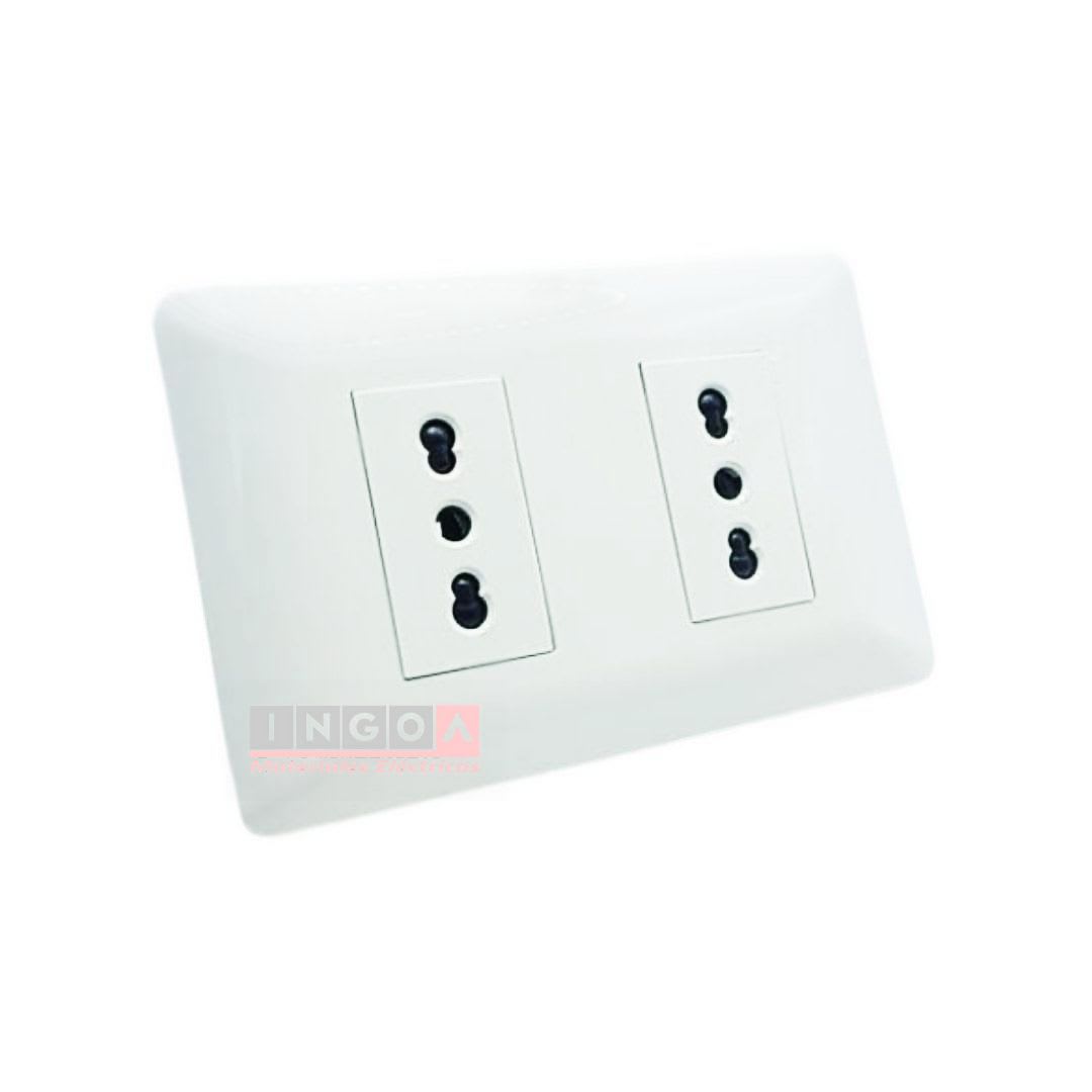 Enchufe Doble Emb. 10/16A 250V Blanco - Want - Vista 2