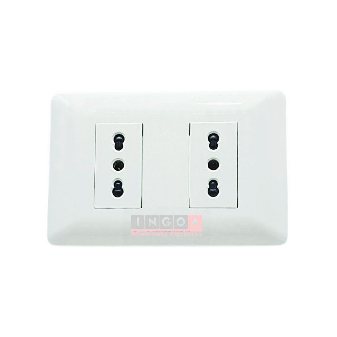 Enchufe Doble Emb. 10/16A 250V Blanco - Want3