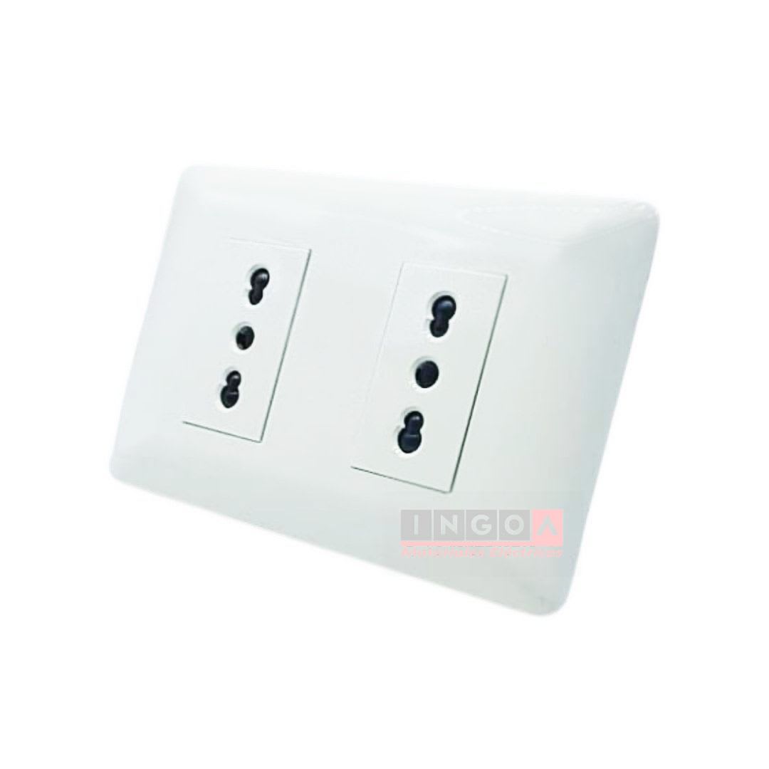Enchufe Doble Emb. 10/16A 250V Blanco - Want - Vista 4