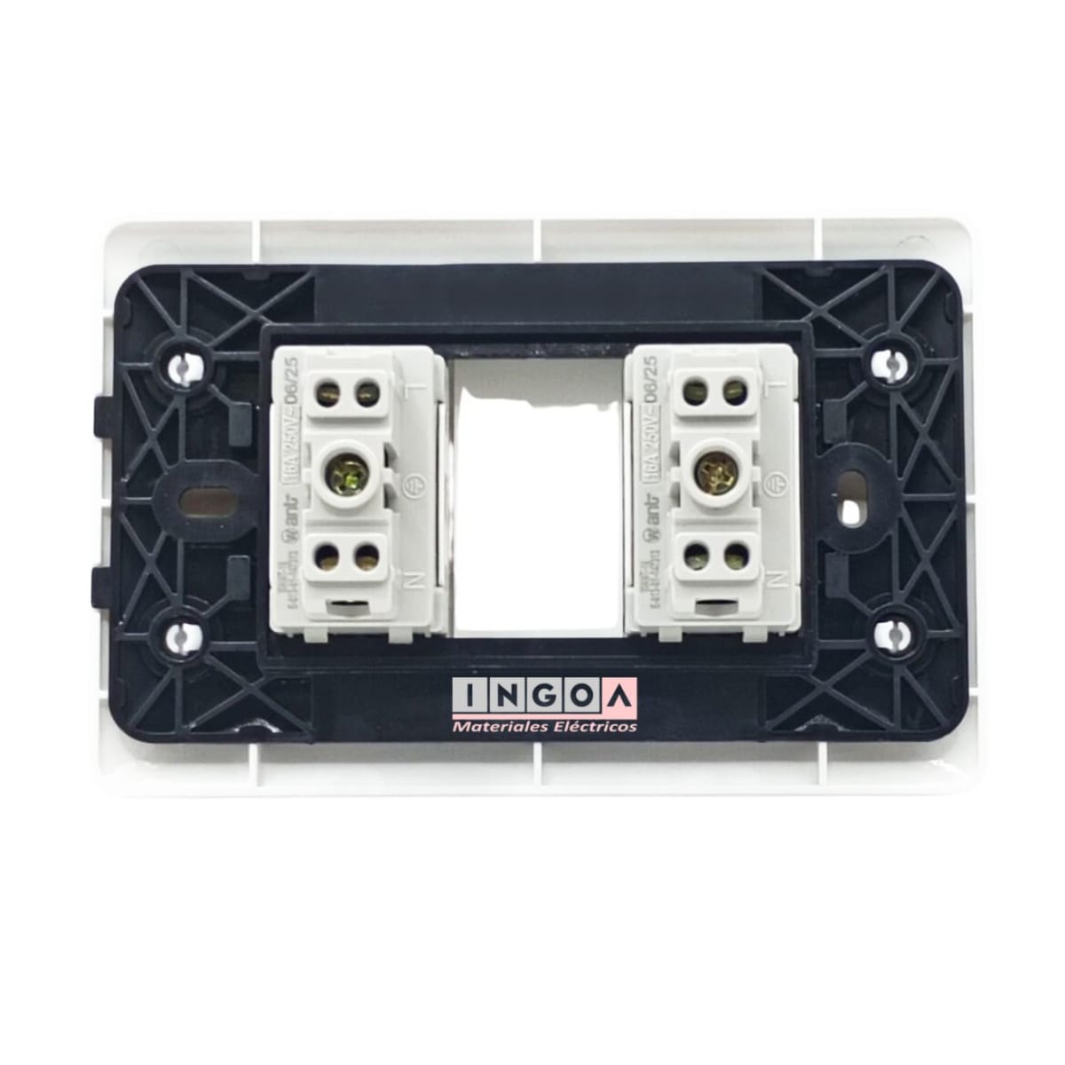 Enchufe Doble Emb. 10/16A 250V Blanco - Want6