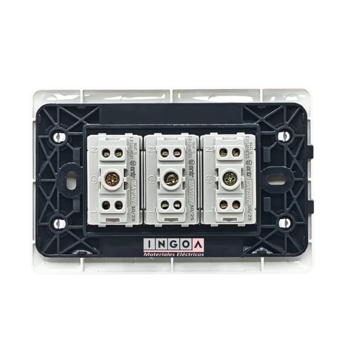 Enchufe Triple Emb. 10/16A 250V Blanco - Want - Vista 5