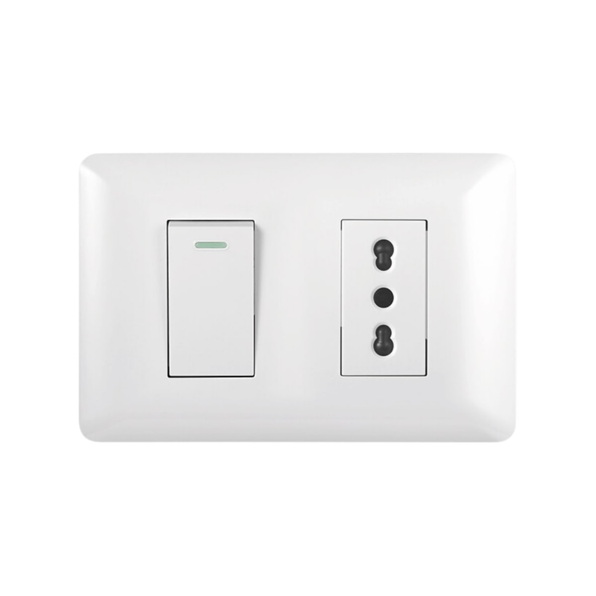 Interruptor Simple Emb. 9/12 + Enchufe Simple 10/16A 250V Blanco - Want 0