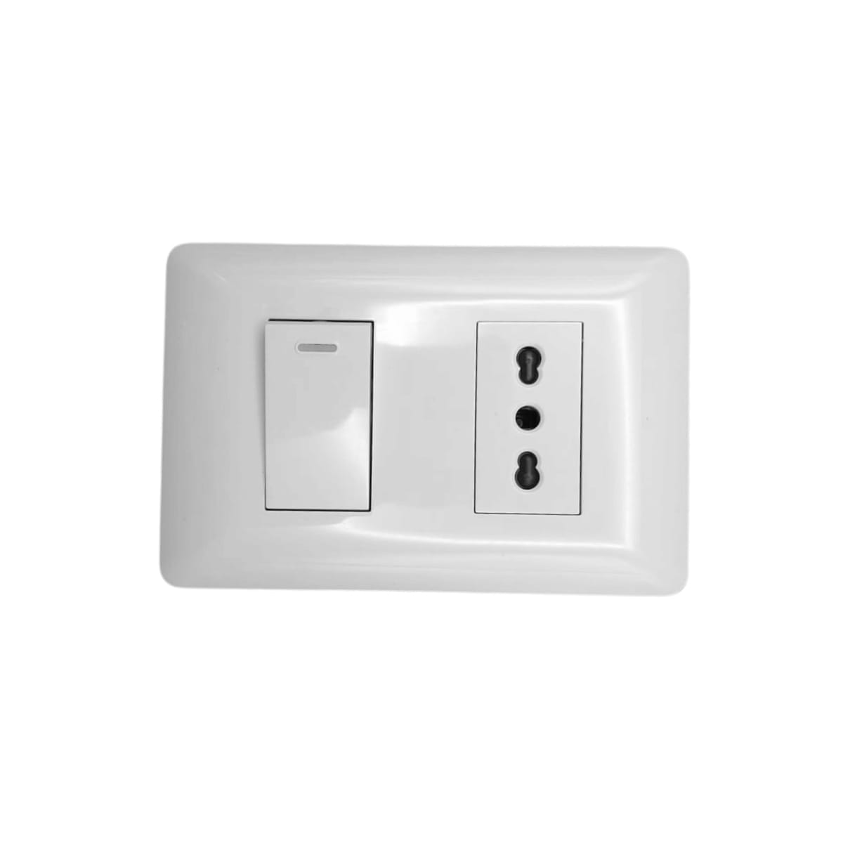 Interruptor Simple Emb. 9/12 + Enchufe Simple 10/16A 250V Blanco - Want2