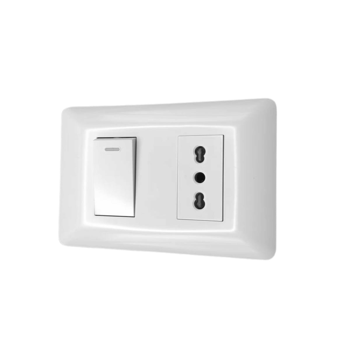 Interruptor Simple Emb. 9/12 + Enchufe Simple 10/16A 250V Blanco - Want3