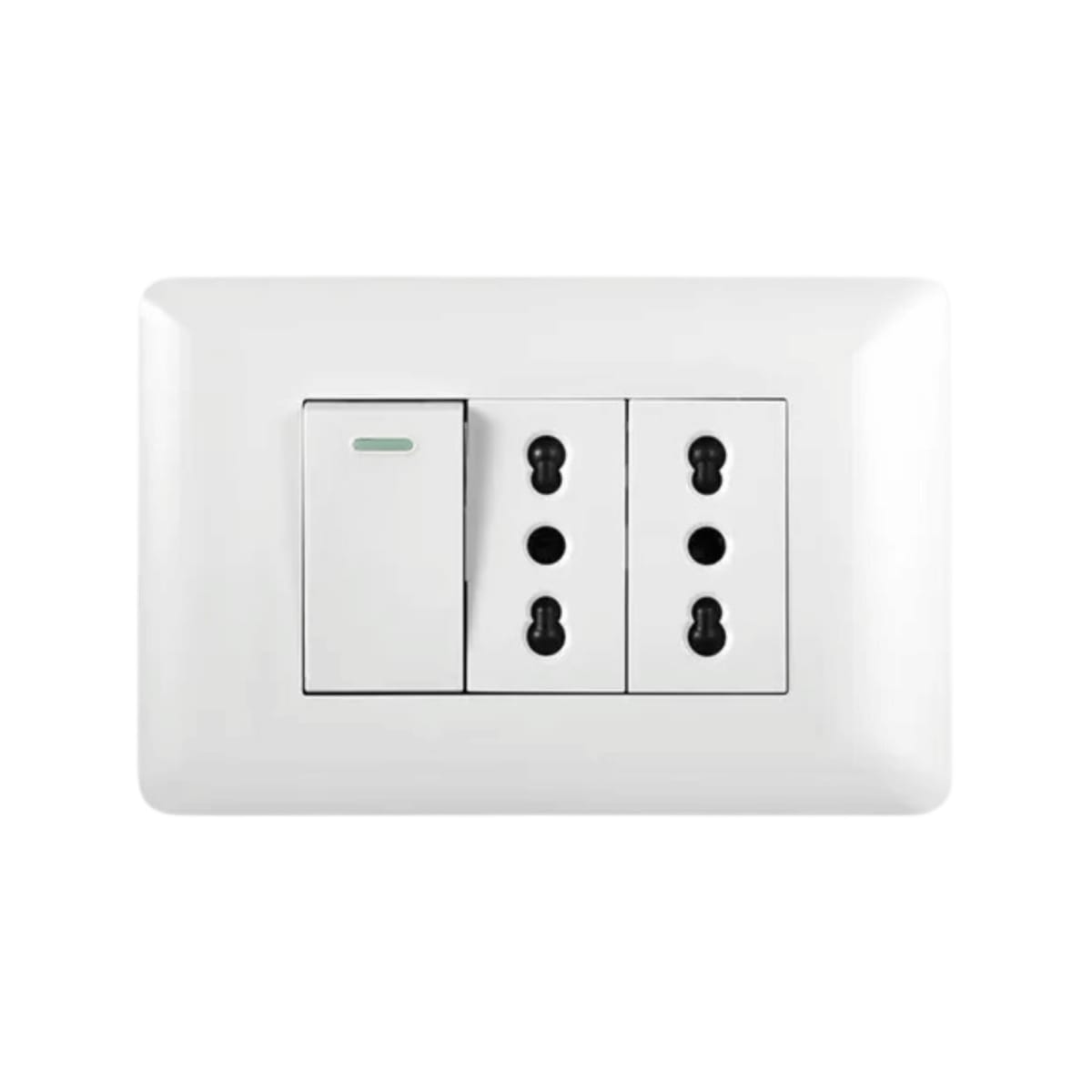 Interruptor Simple Emb. 9/12 + Enchufe Doble 10/16A 250V Blanco  - Want 0