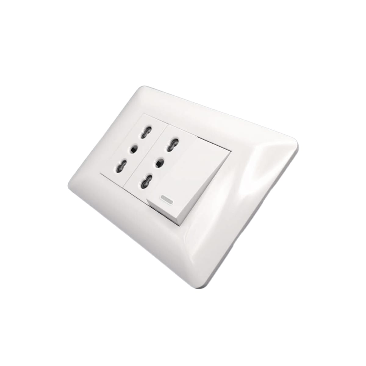 Interruptor Simple Emb. 9/12 + Enchufe Doble 10/16A 250V Blanco  - Want2