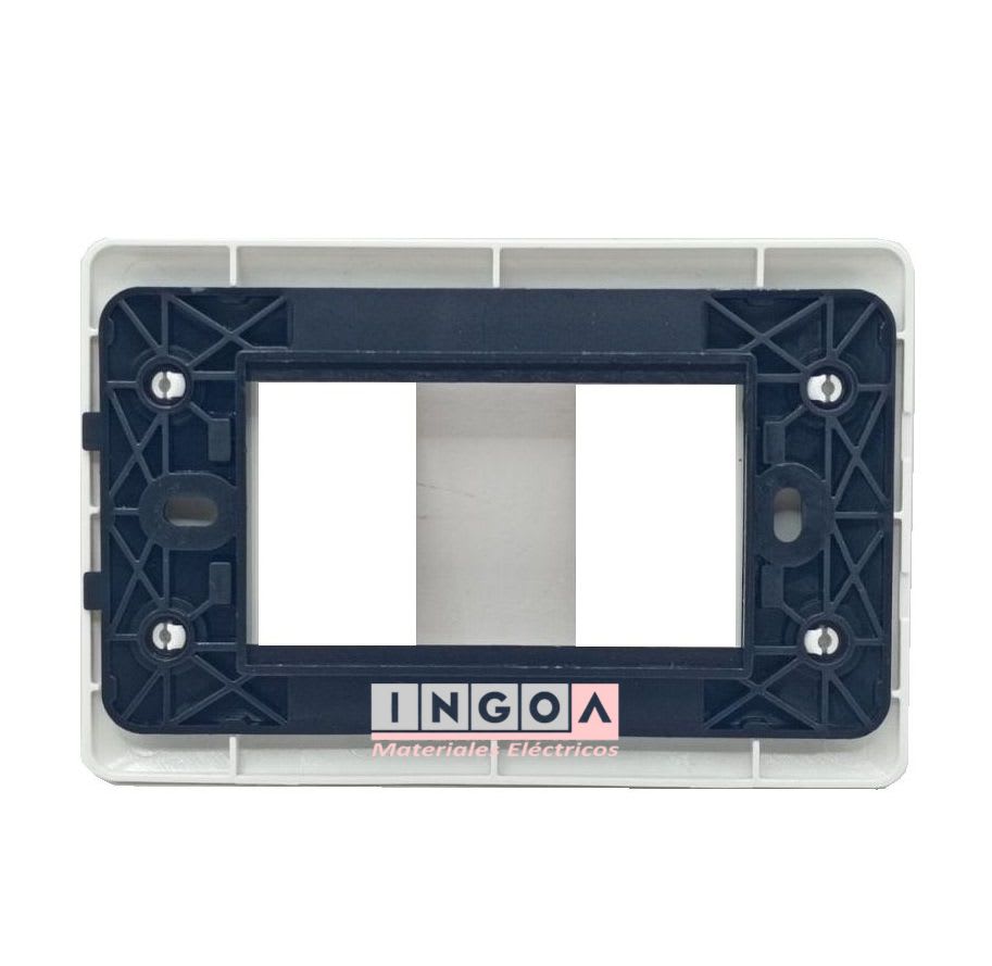 Placa Tapa 2 modulos Color Blanco + Soporte - Want - Vista 2