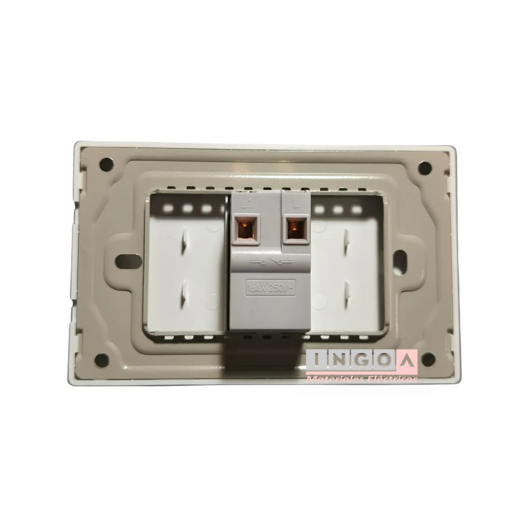 Interruptor Simple Emb. 9/12 10A 250V Blanco Base Metalica - Want - Vista 4