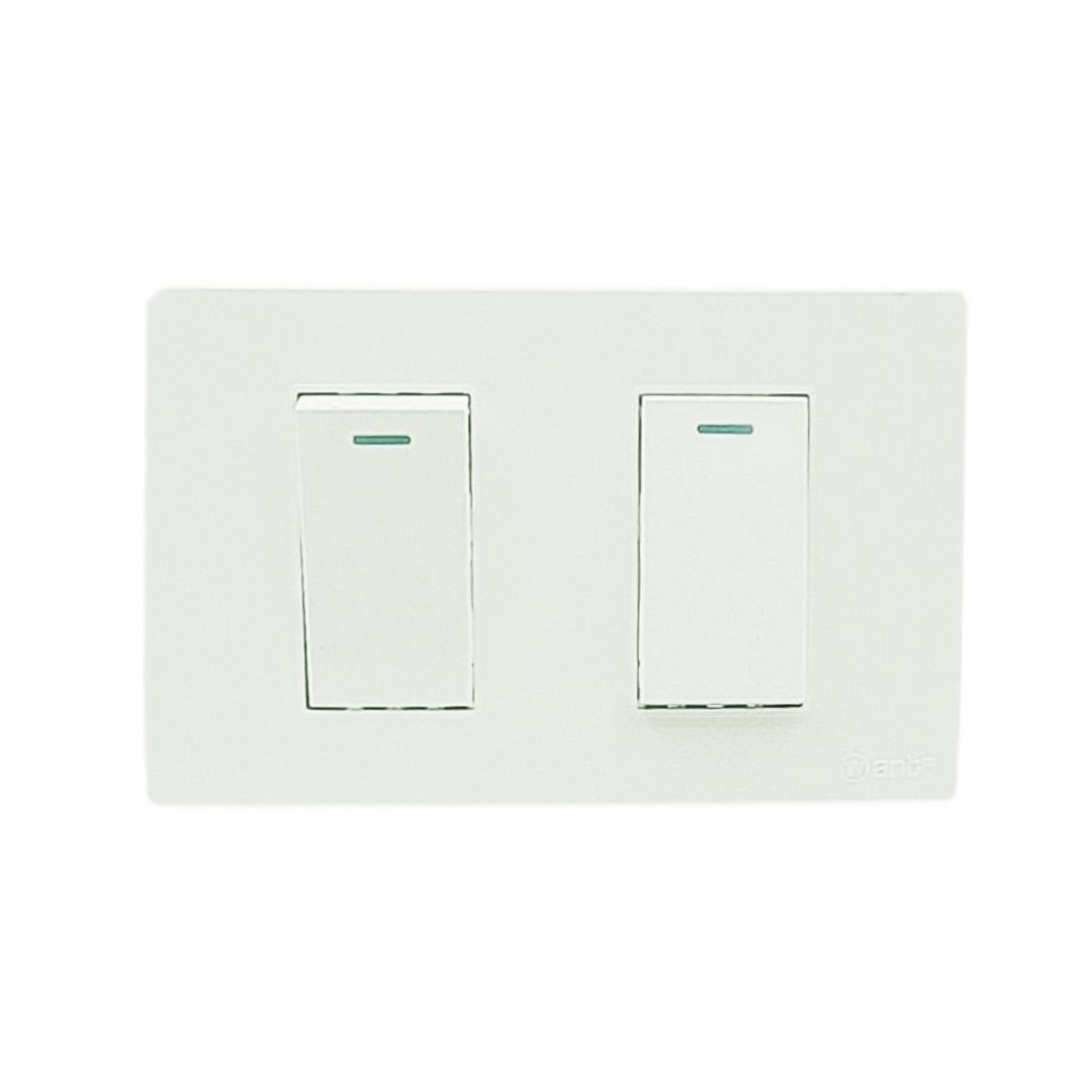 Interruptor Doble Emb. 9/15 16A 250V Blanco Base Metalica - Want 0