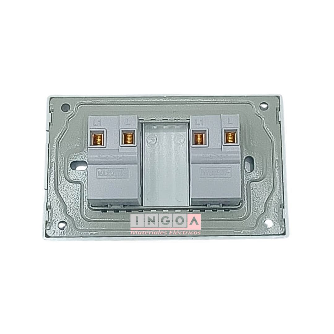 Interruptor Doble Emb. 9/15 16A 250V Blanco Base Metalica - Want - Vista 3