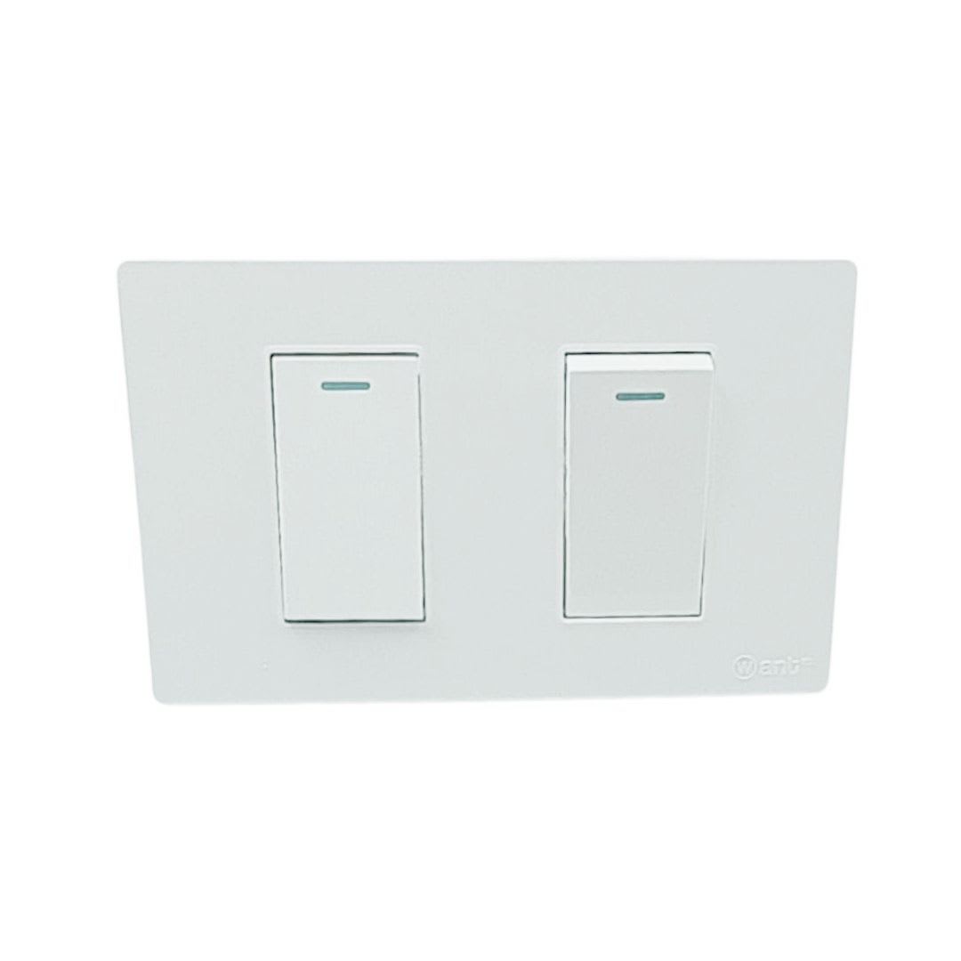 Interruptor Doble Emb. 9/24 16A 250V Blanco Base Metalica - Want 0