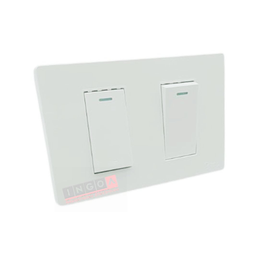 Interruptor Doble Emb. 9/24 16A 250V Blanco Base Metalica - Want - Vista 2