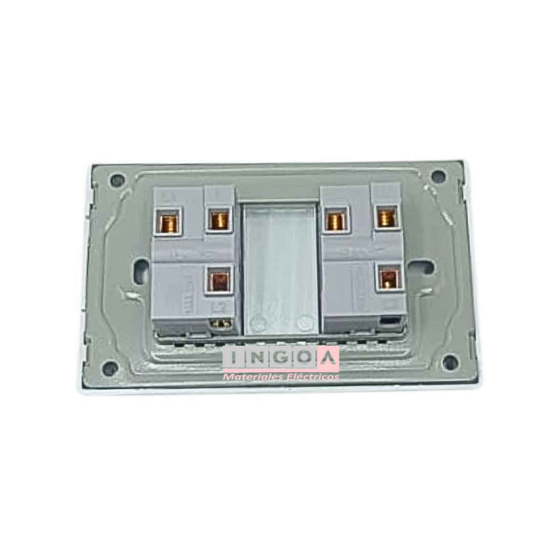 Interruptor Doble Emb. 9/24 16A 250V Blanco Base Metalica - Want3