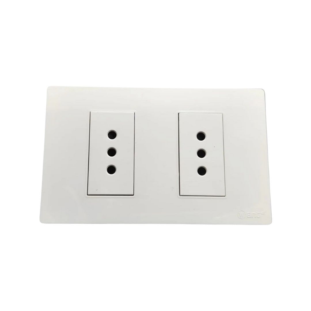 Enchufe Doble Emb. 10A 250V Blanco Base Metalica - Want - Imagen Principal