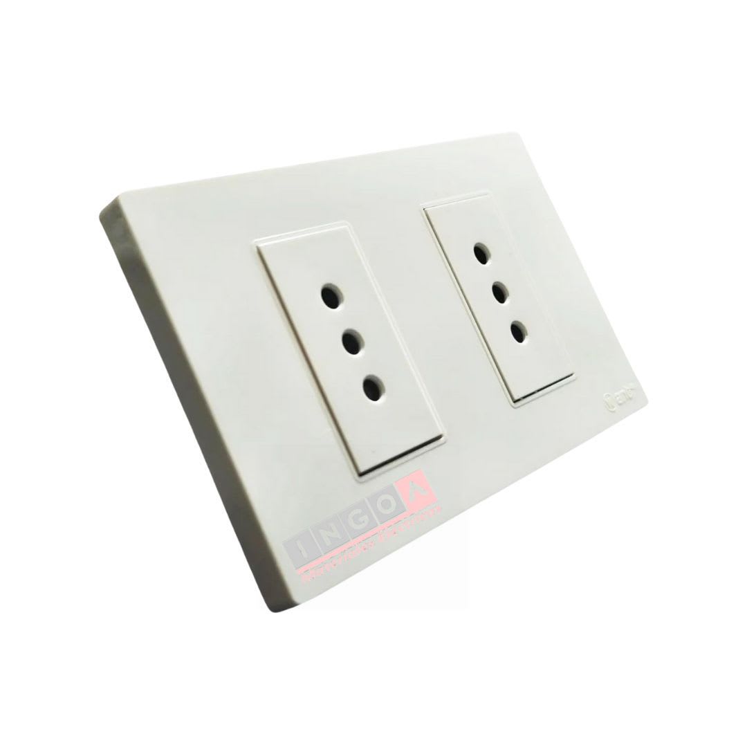 Enchufe Doble Emb. 10A 250V Blanco Base Metalica - Want3