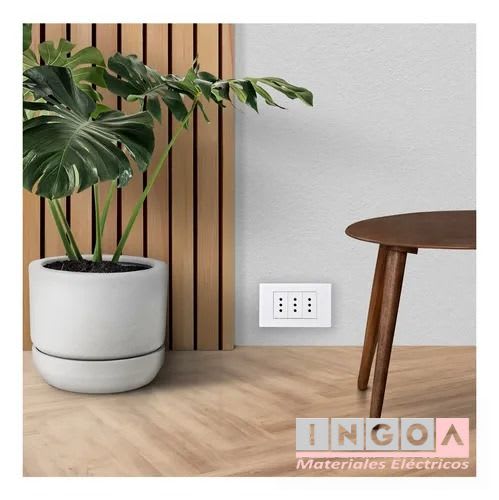 Enchufe Triple Emb. 10A 250V Blanco Base Metalica - Want6
