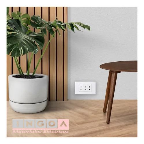 Enchufe Triple Emb. 10A 250V Blanco Base Metalica - Want - Vista 7