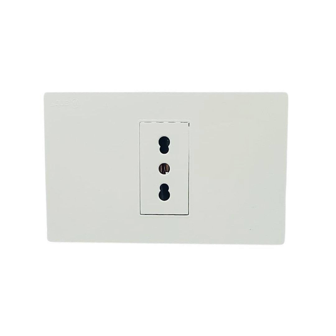 Enchufe Simple Emb. 10/16A 250V Blanco Base Metalica - Wantt - Imagen Principal