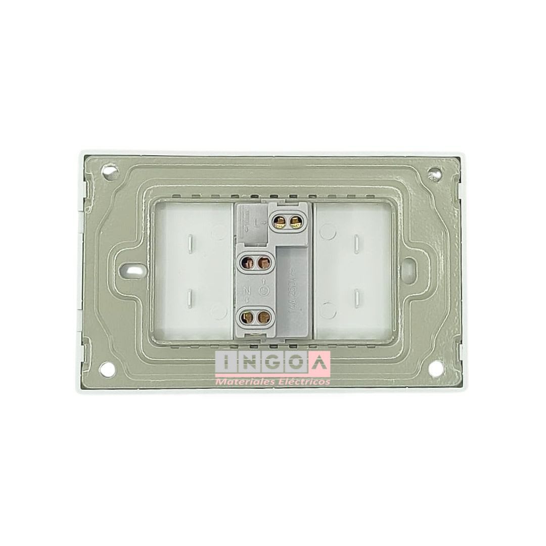 Enchufe Simple Emb. 10/16A 250V Blanco Base Metalica - Wantt - Vista 3