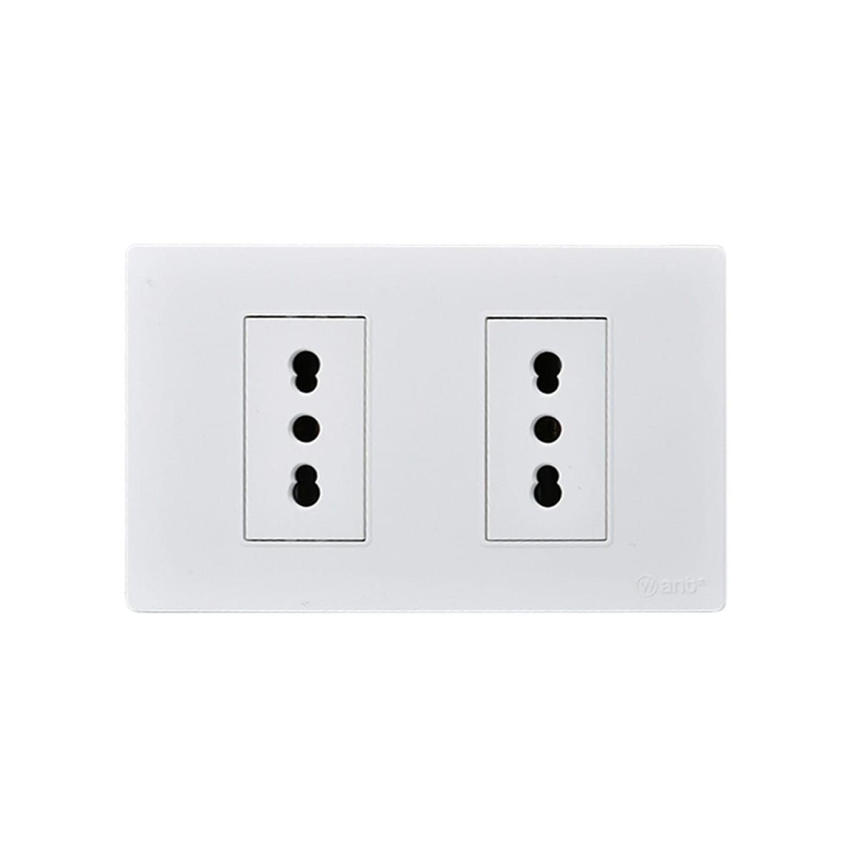 Enchufe Doble Emb. 10/16A 250V Blanco Base Metalica - Want - Imagen Principal