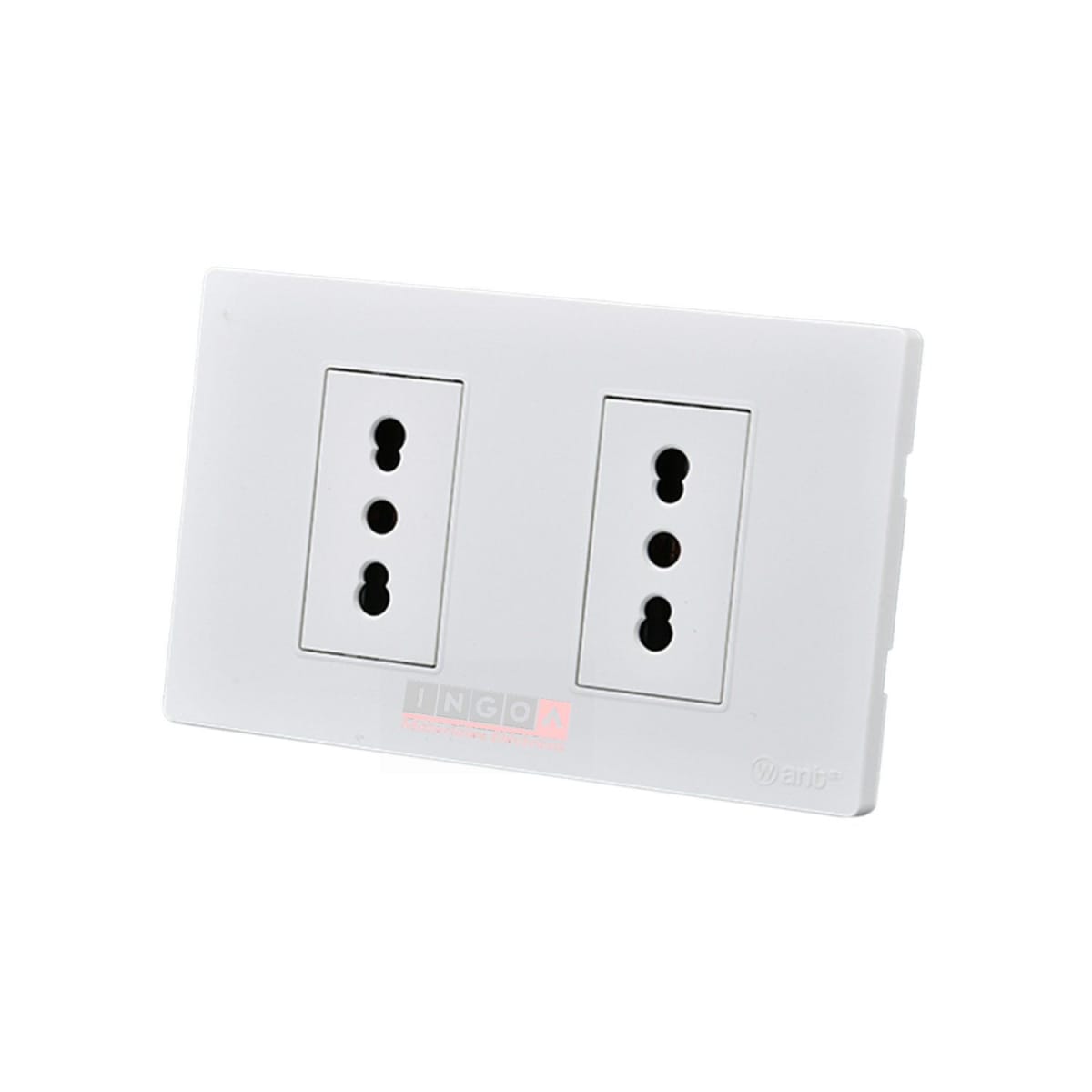 Enchufe Doble Emb. 10/16A 250V Blanco Base Metalica - Want - Vista 2
