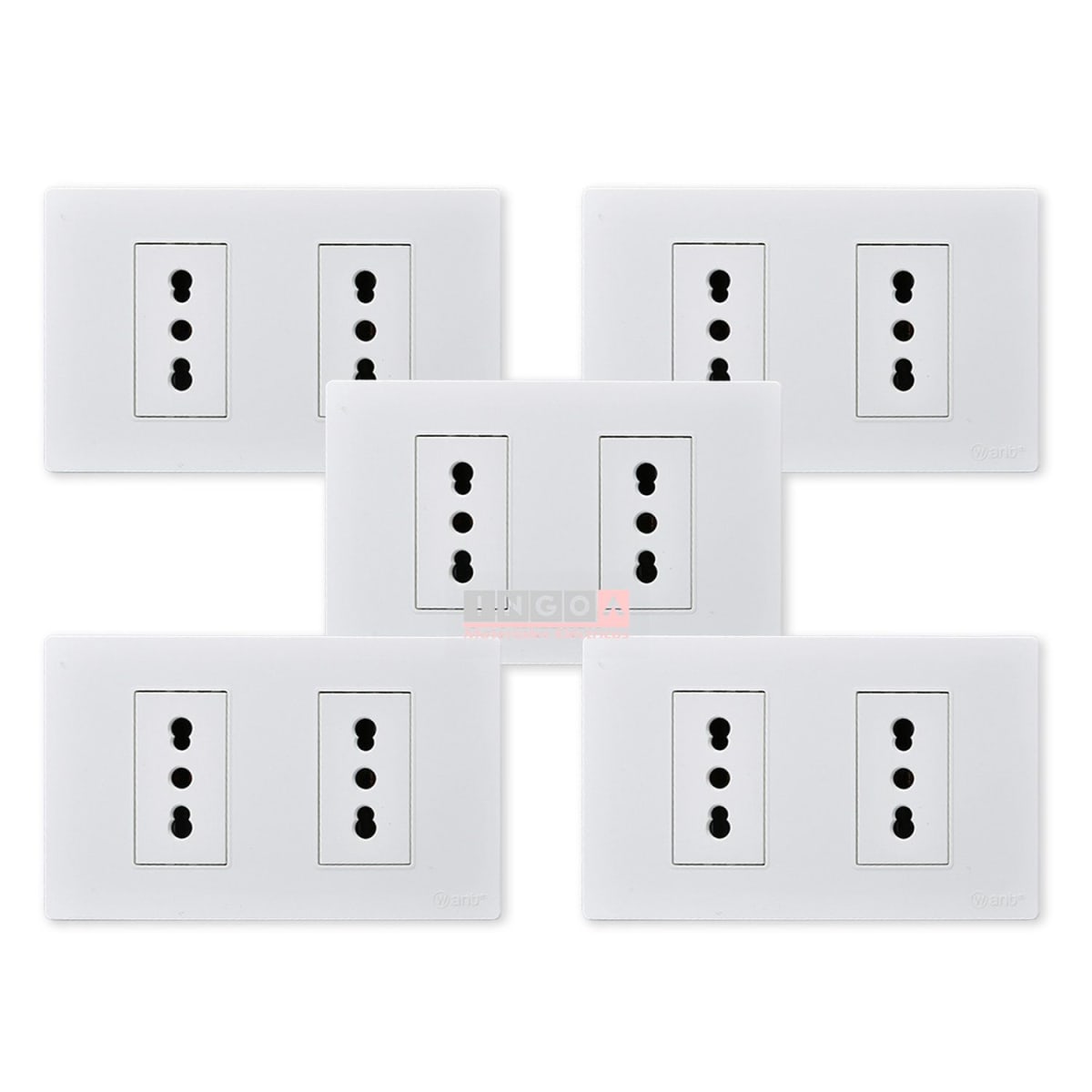 Enchufe Doble Emb. 10/16A 250V Blanco Base Metalica - Want5