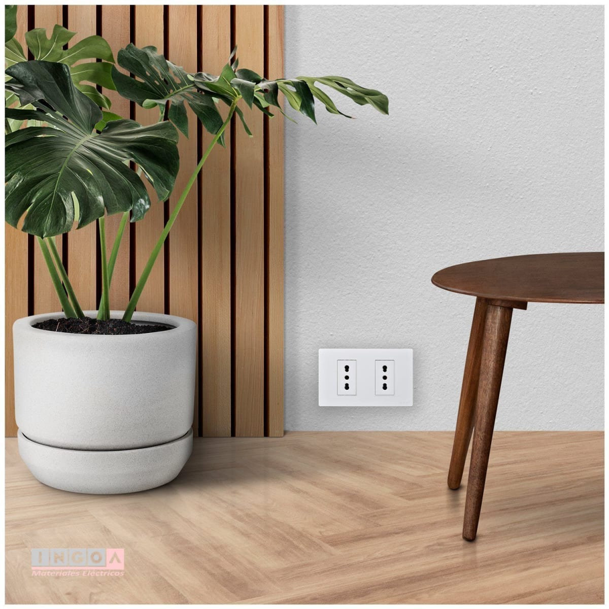 Enchufe Doble Emb. 10/16A 250V Blanco Base Metalica - Want6