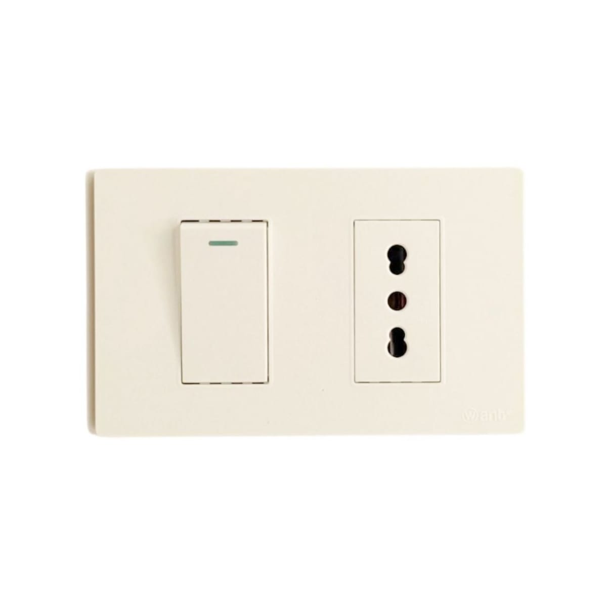 Interruptor Simple Emb. 9/12 Blanco + Enchufe Simple 10/16A 250V Base Metalica  - Want 0