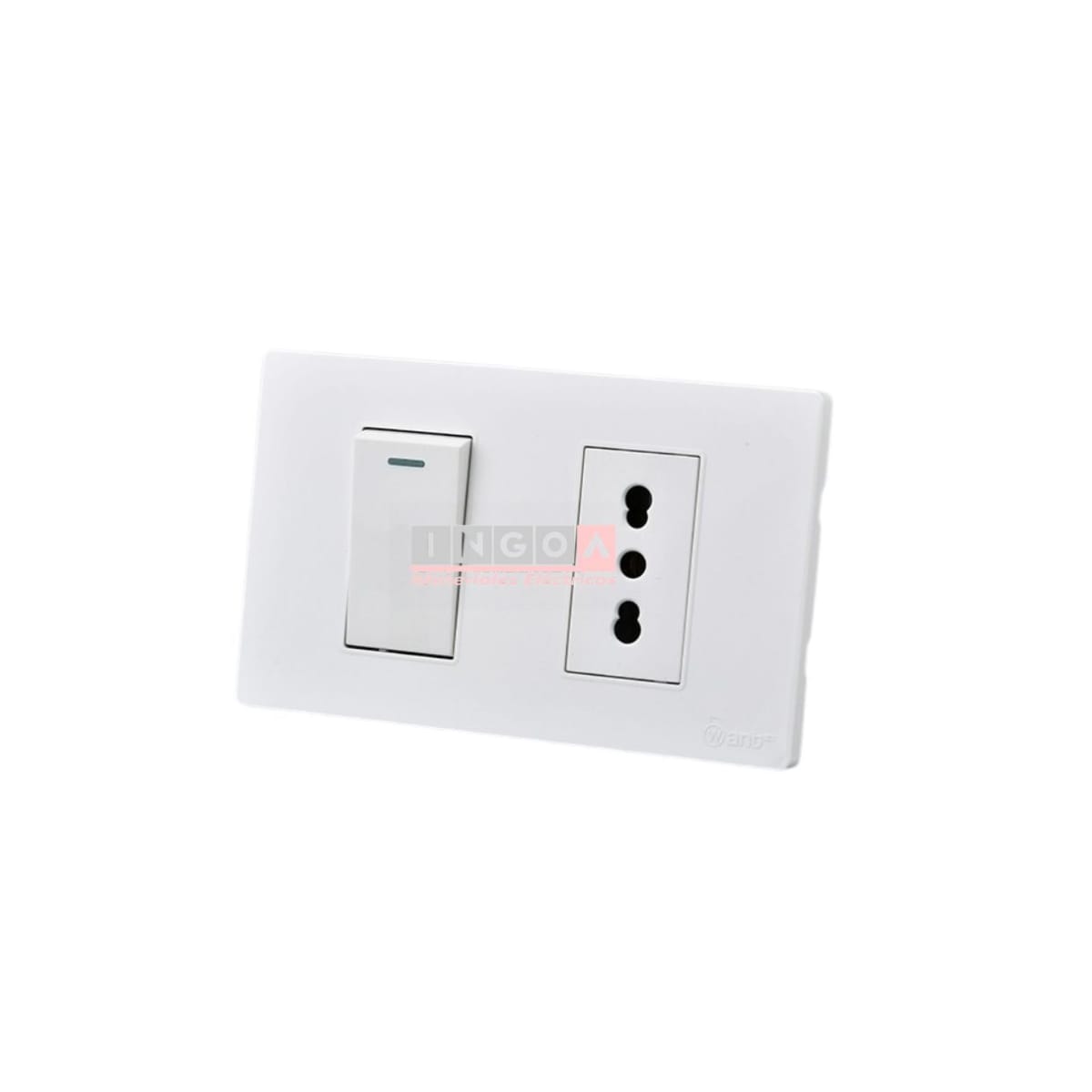 Interruptor Simple Emb. 9/12 Blanco + Enchufe Simple 10/16A 250V Base Metalica  - Want2