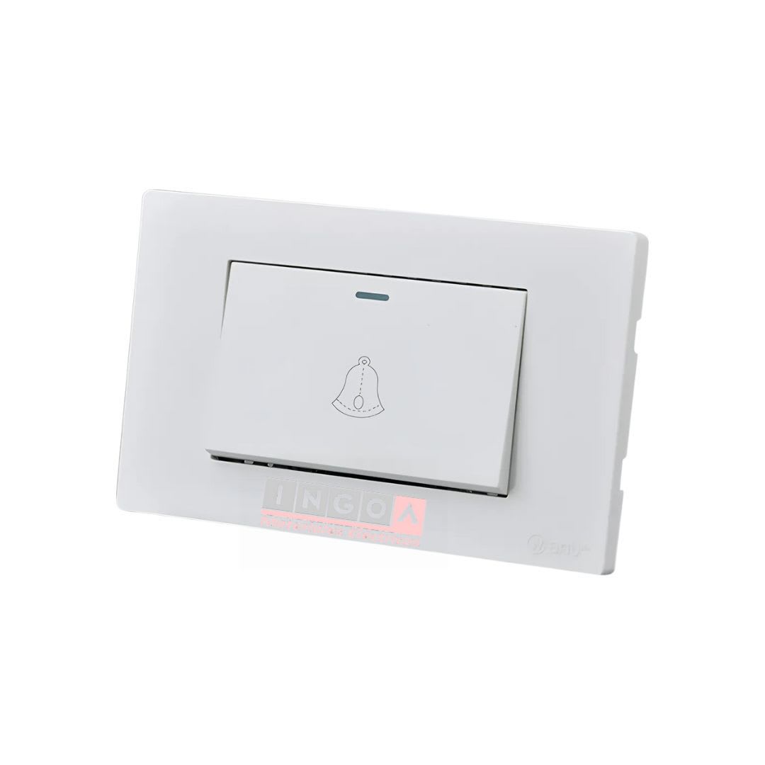 Interruptor Pulsador Timbre Teclon Emb. 10A 250V Blanco Base Metalica - Want - Vista 2
