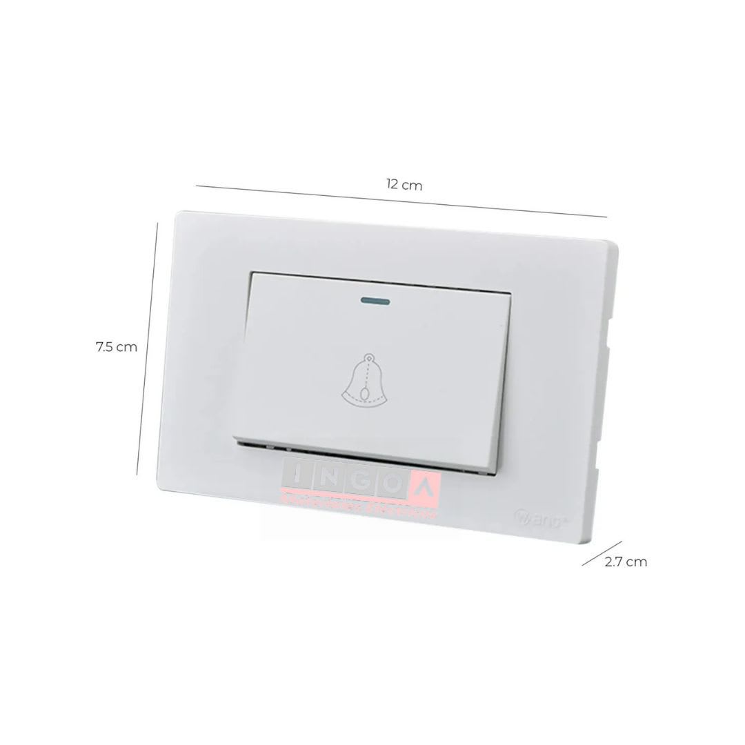 Interruptor Pulsador Timbre Teclon Emb. 10A 250V Blanco Base Metalica - Want - Vista 3