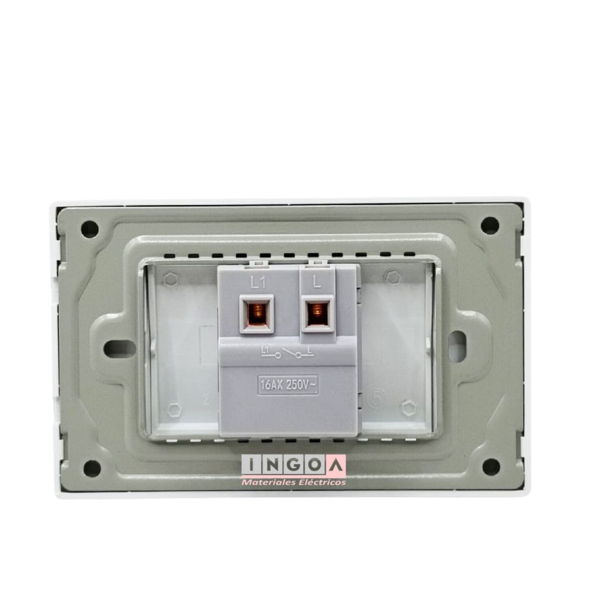 Interruptor Pulsador Timbre Teclon Emb. 10A 250V Blanco Base Metalica - Want - Vista 4