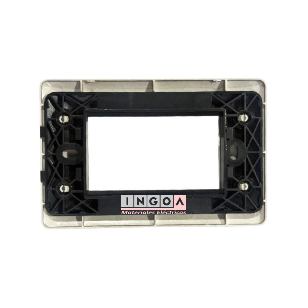 Placa Tapa 3 modulos Color Dorado + Soporte - Want2