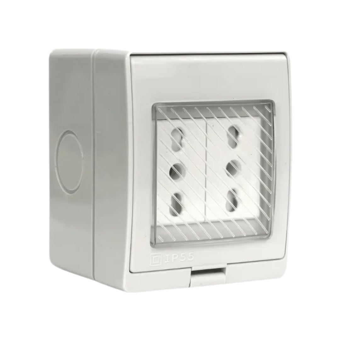 Hidrobox Interperie con Enchufe Doble 10/16A 250V IP55 Want 0