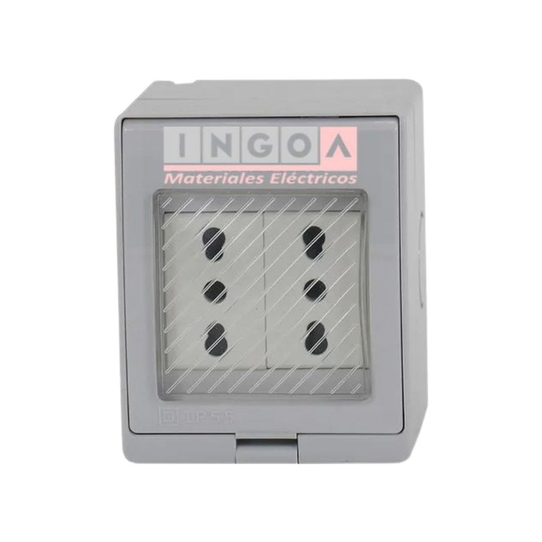 Hidrobox Interperie con Enchufe Doble 10/16A 250V IP55 Want - Vista 2