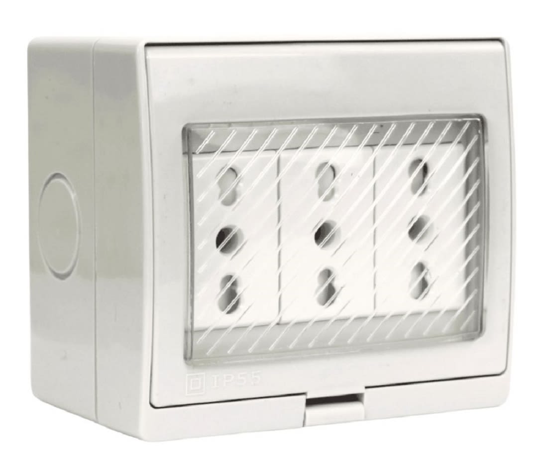 Hidrobox Interperie con Enchufe Triple 10/16A 250V IP55 Want 0
