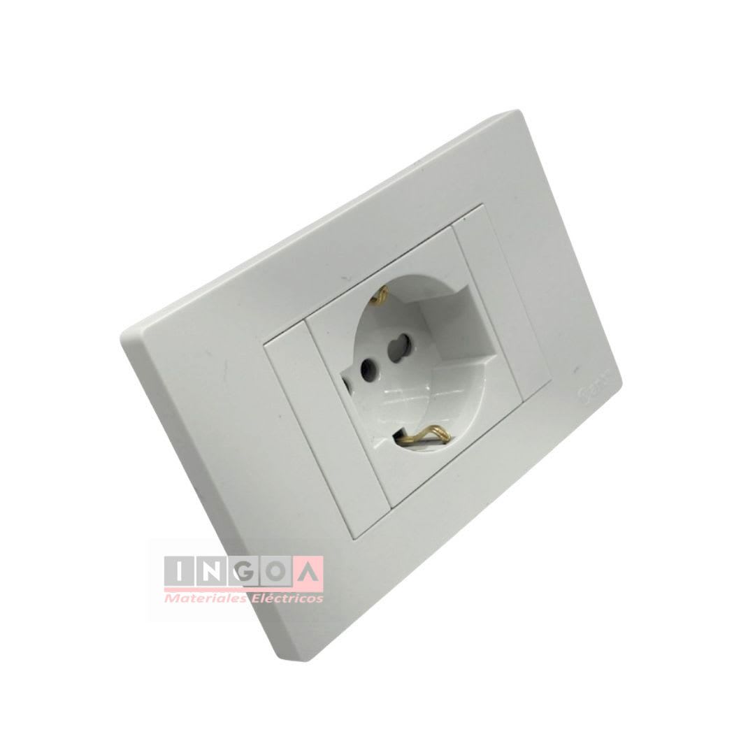 Enchufe Schuko Emb. Bivalente 10/16A 250V Blanco Base Metalica - Want3