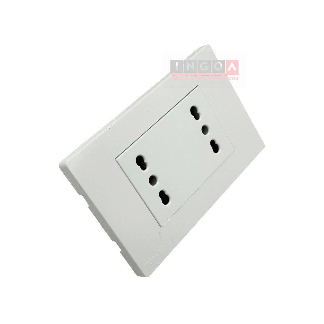 Enchufe Doble Puenteado Emb. 10/16A 250V Blanco Base Metalica - Want2