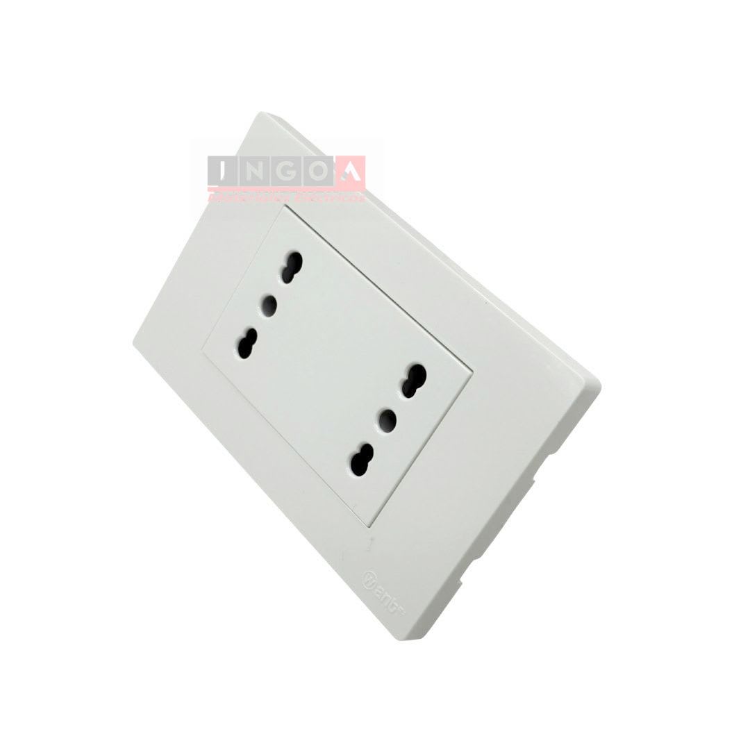 Enchufe Doble Puenteado Emb. 10/16A 250V Blanco Base Metalica - Want3