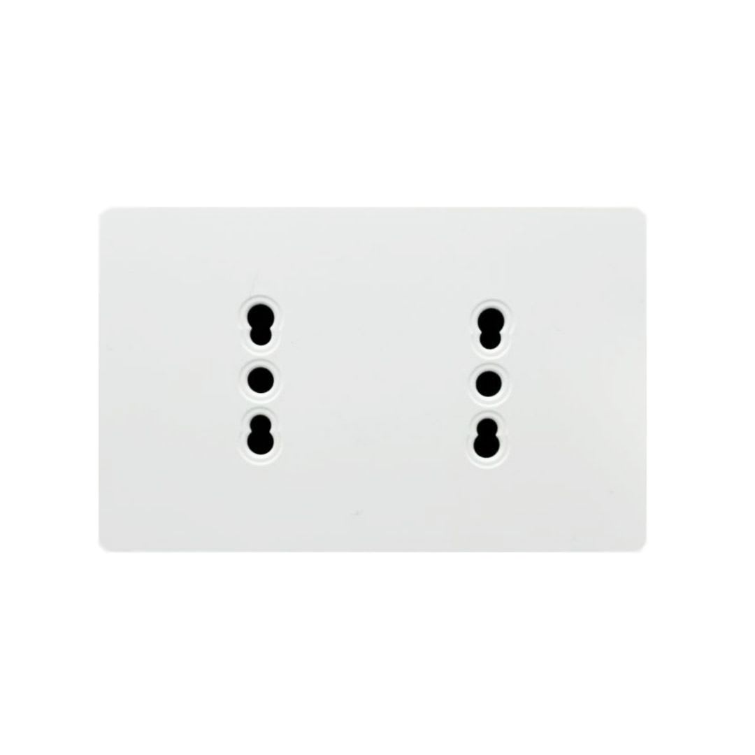 Enchufe Doble Plano Puenteado Emb. 10/16A 250V Blanco Base Metalica Want 0