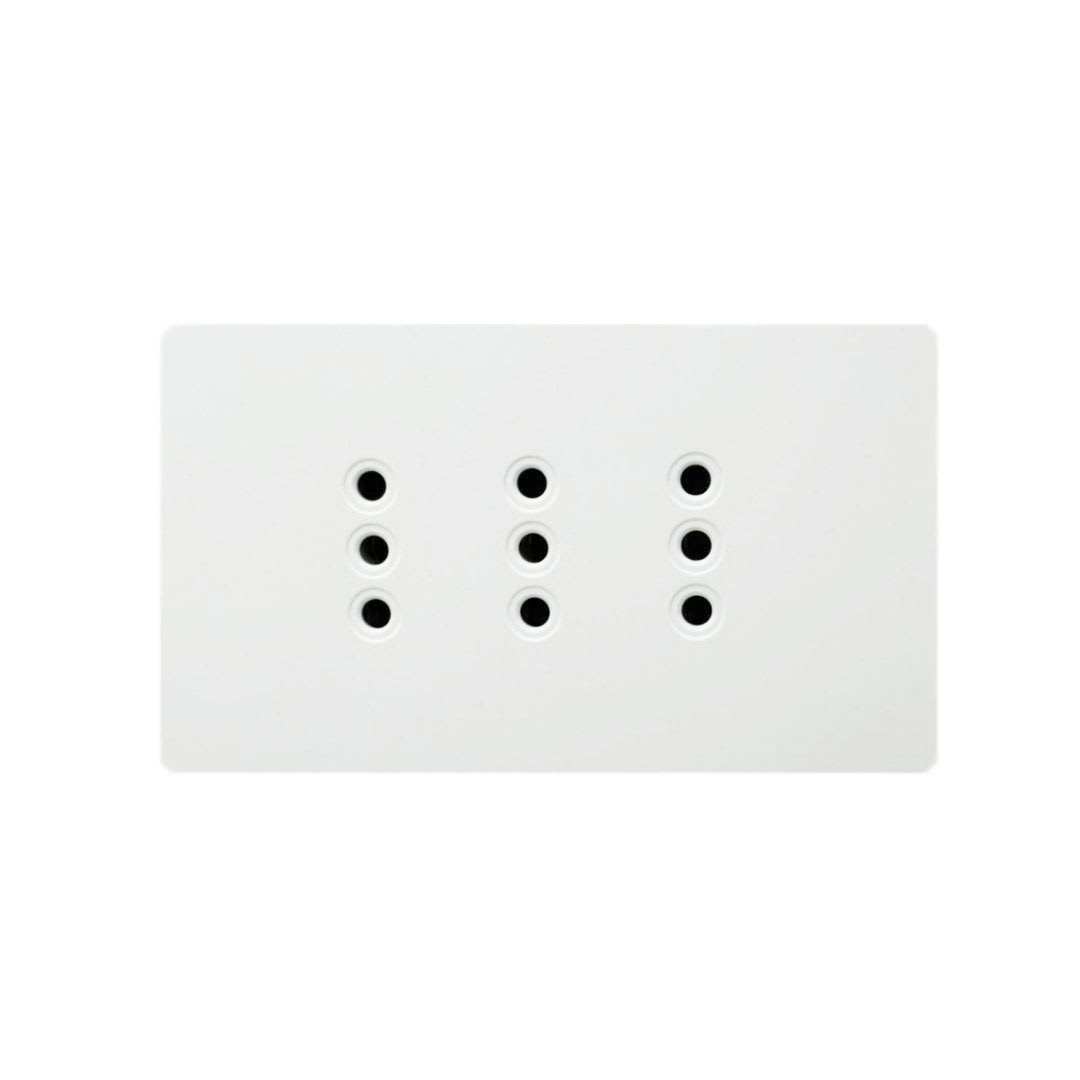 Enchufe Triple Plano Puenteado Emb. 10A 250V Blanco Base Metalica - Want 0