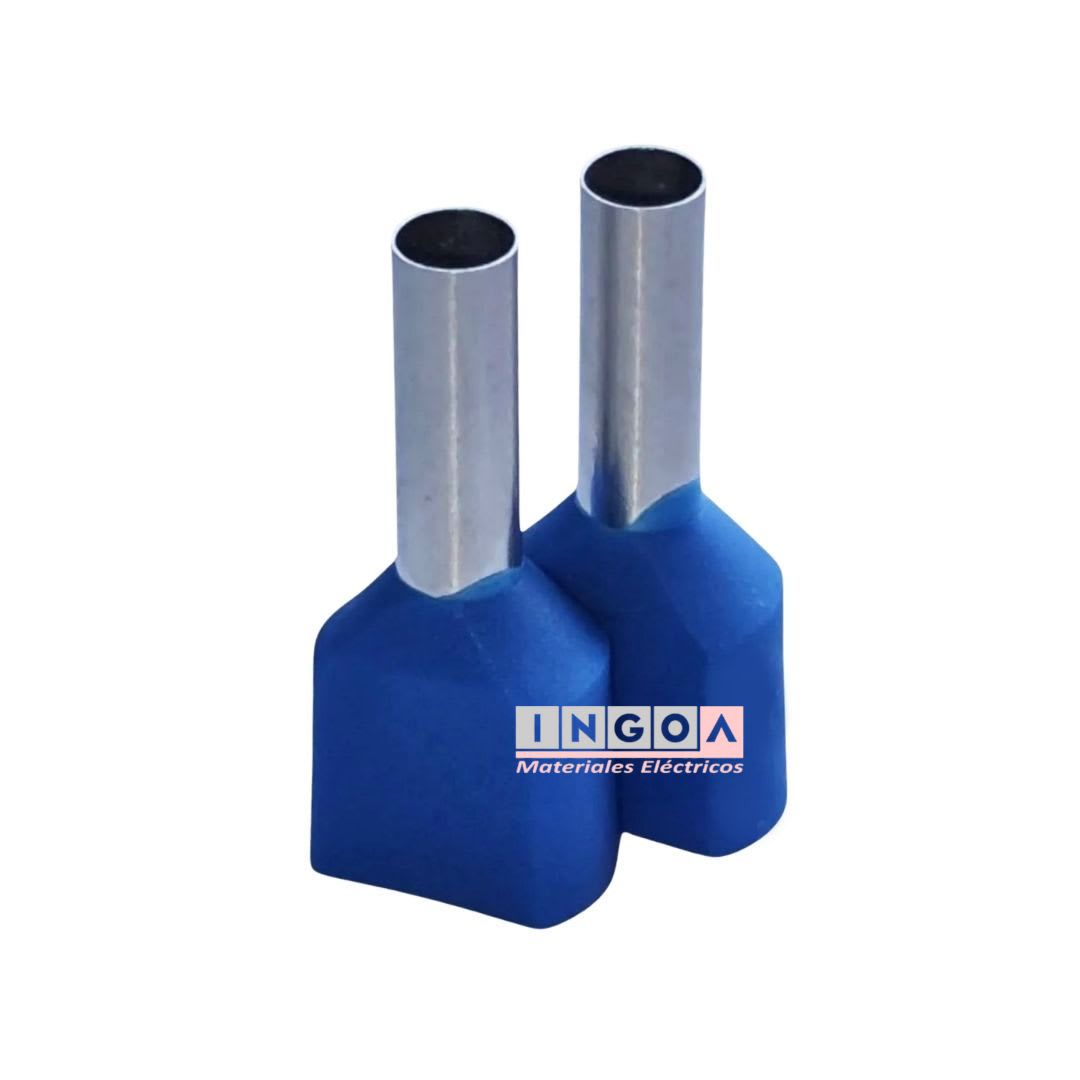 Ferrule Doble 2.5MM (14 AWG) AZUL (100un)3