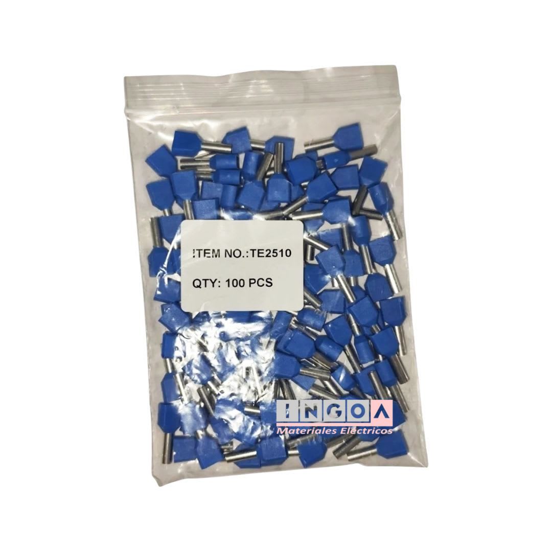 Ferrule Doble 2.5MM (14 AWG) AZUL (100un)5