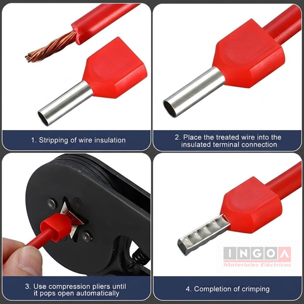 Ferrule Doble 1.5MM (16 AWG) Rojo (100un) - Vista 3